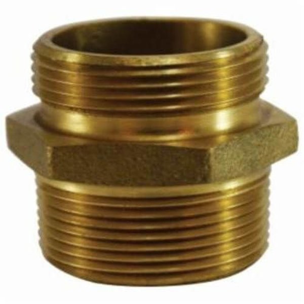 Midland Metal Hex Nipple, Nipple, 3 x 212 Nominal, MNPT x MNST, Brass 444049